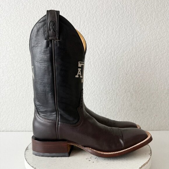 Rod Patrick Mens Cowboy Boots 8.5AA Brown CAYUSE Leather Western Texas A&M Logo - Picture 2 of 11